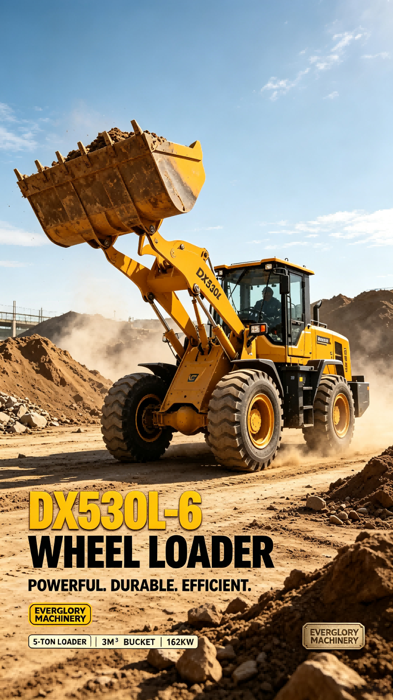 Mesin Everglory Ngluncurake DX530L‑6 5‑Ton Wheel Loader sing Awet kanggo Karya Pemindahan Bumi